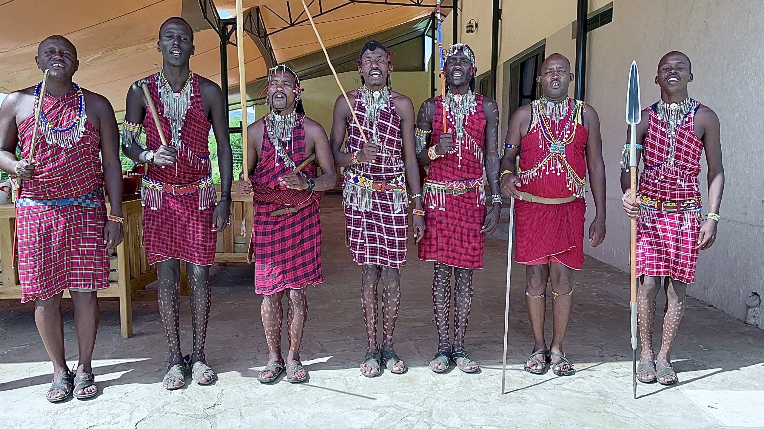 Traditional Maasai dancers performing at Olorien Mara Camp, Masai Mara.